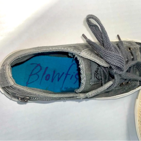 EUC Rare Blowfish Malibu washed canvas dark gray sneakers, side zipper - Picture 5 of 8